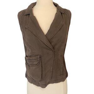 Peyton Jensen Brown Purple Moto Style Sleeveless Button Vest Sz XS